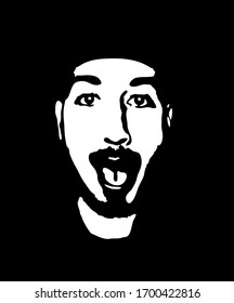 Graffiti stencil face. Young man graffiti stencil face. Vector art.
