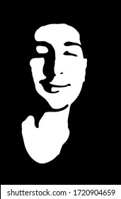 Graffiti stencil face. Young man graffiti stencil face. Vector art.