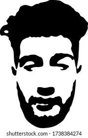 Graffiti-Schablonengesicht. Junger Mann mit einem Bart Graffiti Schablonenstil. Vector Art.