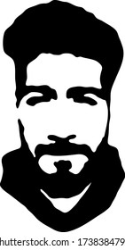 Graffiti stencil face. Young man with a beard graffiti stencil face. Vector art.