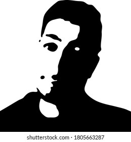 Graffiti stencil face. Young man graffiti stencil face. Vector art.