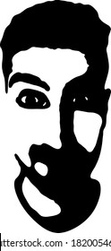 Graffiti stencil face. Young man graffiti stencil face. Vector art.
