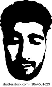Graffiti stencil face. Young man with a beard graffiti stencil face. Vector art.