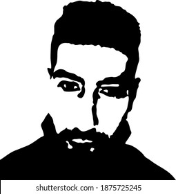 Graffiti Stencil Face Young Man Beard Stock Vector (Royalty Free ...