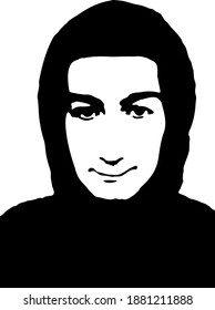 Graffiti stencil face. Young man graffiti stencil face. Vector art.