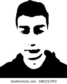 Graffiti stencil face. Young man graffiti stencil face. Vector art.