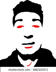 Graffiti stencil face. Young man graffiti stencil face. Vector art.