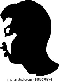 Graffiti stencil face. Young man graffiti stencil face. Vector art.