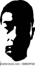 Graffiti stencil face. Young man graffiti stencil face. Vector art.