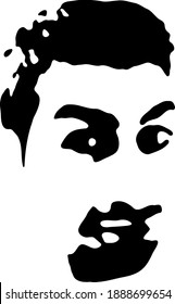 Graffiti stencil face. Young man graffiti stencil face. Vector art.