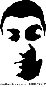 Graffiti stencil face. Young man graffiti stencil face. Vector art.