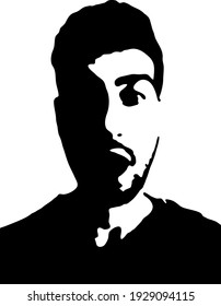 Cara de esténcil de graffiti. Cara de esténcil de graffiti de hombre joven. Arte vectorial.