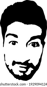 Graffiti-Schablonenwand. Junge Mann mit einem Bart Graffiti-Schablonenstift Gesicht. Vektorkunst.