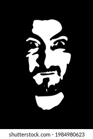 Graffiti stencil face. Young man graffiti stencil face. Vector art.
