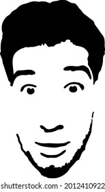 Graffiti stencil face. Young man with a beard graffiti stencil face. Vector art.