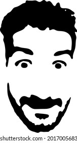 Cara de esténcil de graffiti. Joven con la cara de un esténcil de grafiti de barba. Arte vectorial.