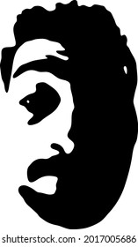 Graffiti stencil face. Young man with a beard graffiti stencil face. Vector art.