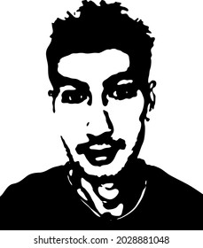 Graffiti stencil face. Young man graffiti stencil face. Vector art.