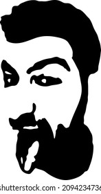 Graffiti stencil face. Young man shows tongue graffiti stencil face. Vector art.