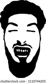 Graffiti stencil face. Young man who grits his teeth graffiti stencil face. Vector art.