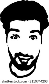 Graffiti stencil face. Young man with a beard graffiti stencil face. Vector art.