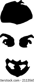 Graffiti stencil face. Young man with a mohawk hairstyle. Vector art