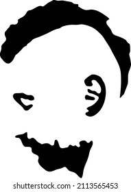 Graffiti stencil face. Young man with a mohawk hairstyle. Vector art