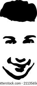 Graffiti stencil face. Young man with a mohawk hairstyle. Vector art