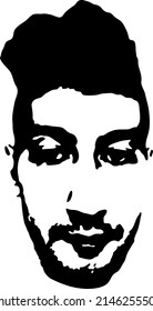 Graffiti stencil face. Young man graffiti stencil face. Vector art.