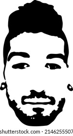 Graffiti stencil face. Young man graffiti stencil face. Vector art.