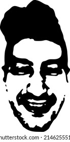 Graffiti stencil face. Graffiti stencil face of a young man who smiles. Vector art.