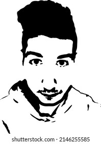 Graffiti stencil face. Young man graffiti stencil face. Vector art.