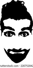 Graffiti stencil face. Cara de esténcil de graffiti de hombre joven. Arte vectorial.