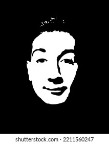 Graffiti stencil face. Young man graffiti stencil face. Vector art.