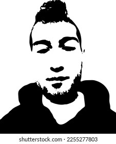 Graffiti stencil face. Young man graffiti stencil face. Vector art.