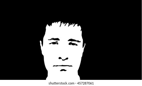 Graffiti stencil face. Young man graffiti stencil face. Vector art.