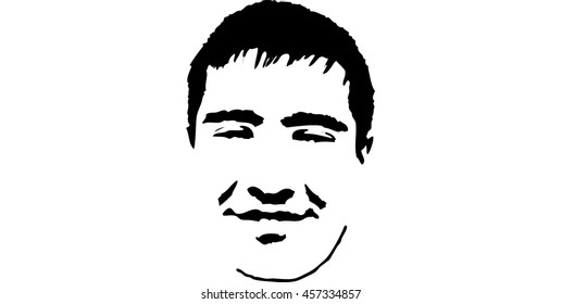 Graffiti stencil face. Young man graffiti stencil face. Vector art.