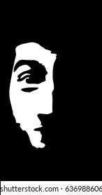 Graffiti stencil face. Young man graffiti stencil face. Vector art.