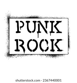 Graffiti stencil spray paint word Punk Rock Isolated Vector