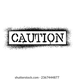 Graffiti stencil spray paint word Caution Isolated Vector