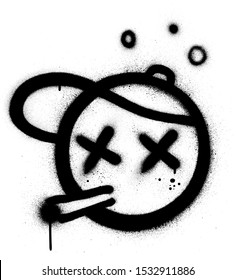 graffiti stoned icon with baseball hat in black over white