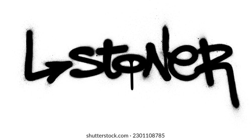 Graffiti-Stoner Wort auf Schwarz auf Weiß besprüht