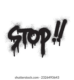 Graffiti stop text with black spray paint