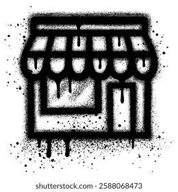 graffiti store icon with black spray paint. vector illustration.