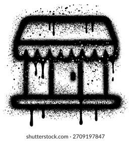 graffiti store icon with black spray paint. vector illustration.