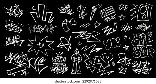 graffiti street art vector lettering set , rap music hip hop culture design elements