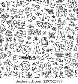 graffiti street style lettering - seamless vector background