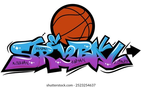 graffiti con el estilo de graffiti "STREETBALL" se puede utilizar en diseños, prendas, carteles, Fondo de pantalla, etc