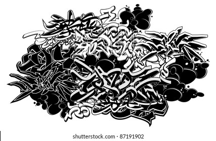 Graffiti style abstract graphic composition.