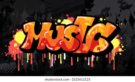 Graffiti style background illustration of music image_hip hop_street_music_16:9